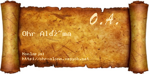 Ohr Alóma névjegykártya
